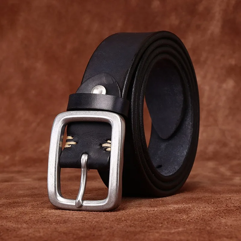 Washed frosted thickened stainless belt for men leather top layer versatile and casual