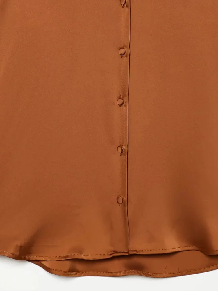 المرأة ريشة المرقعة الساتان شيك قمصان للنساء واحدة الصدر فضفاضة طويلة الأكمام قميص الإناث عادية الربيع مكتب القمم