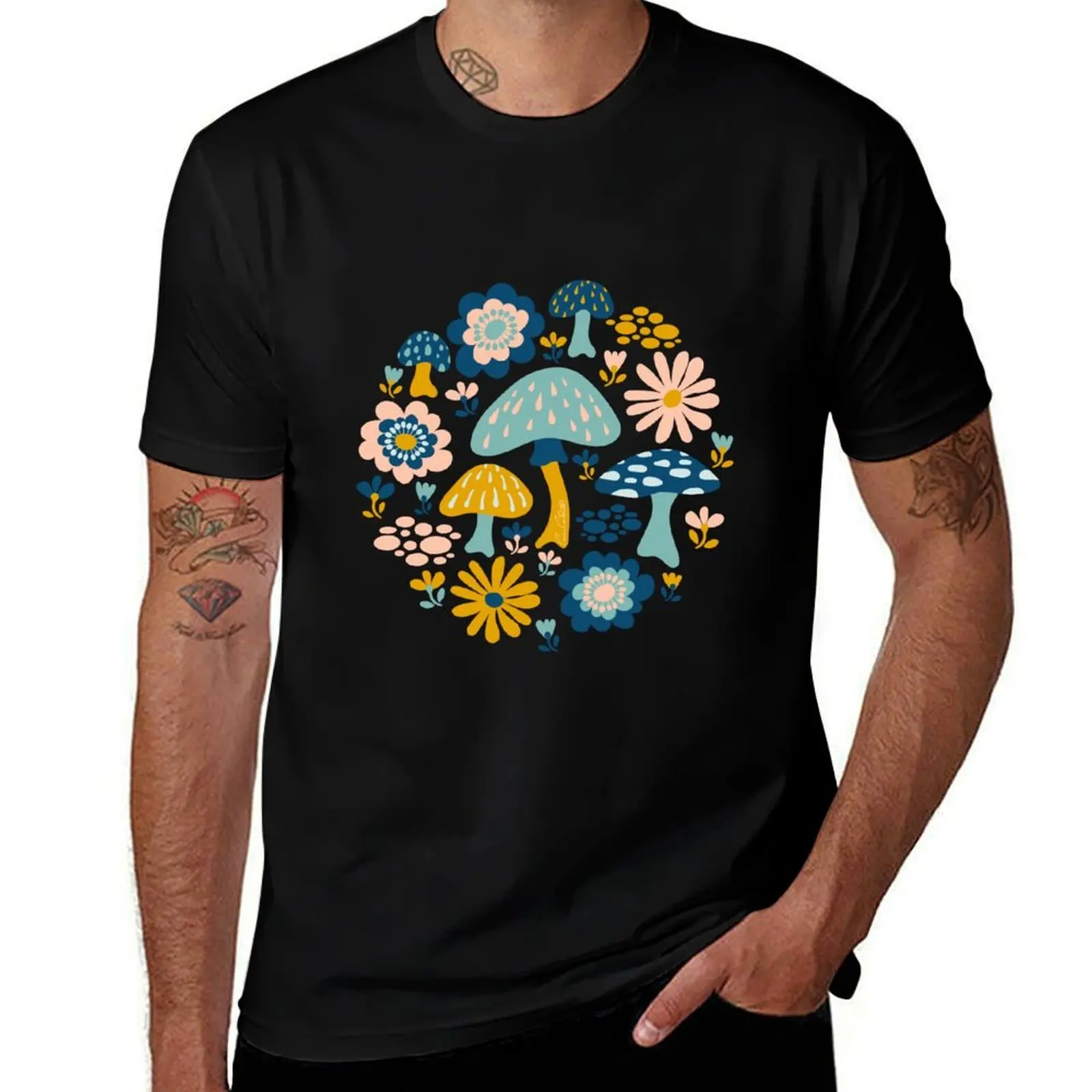 

Woodland Mushrooms and Wildflowers T-Shirt man t shirts high quality luxury brand t shirt for man 100 percent cotton T-Shirt
