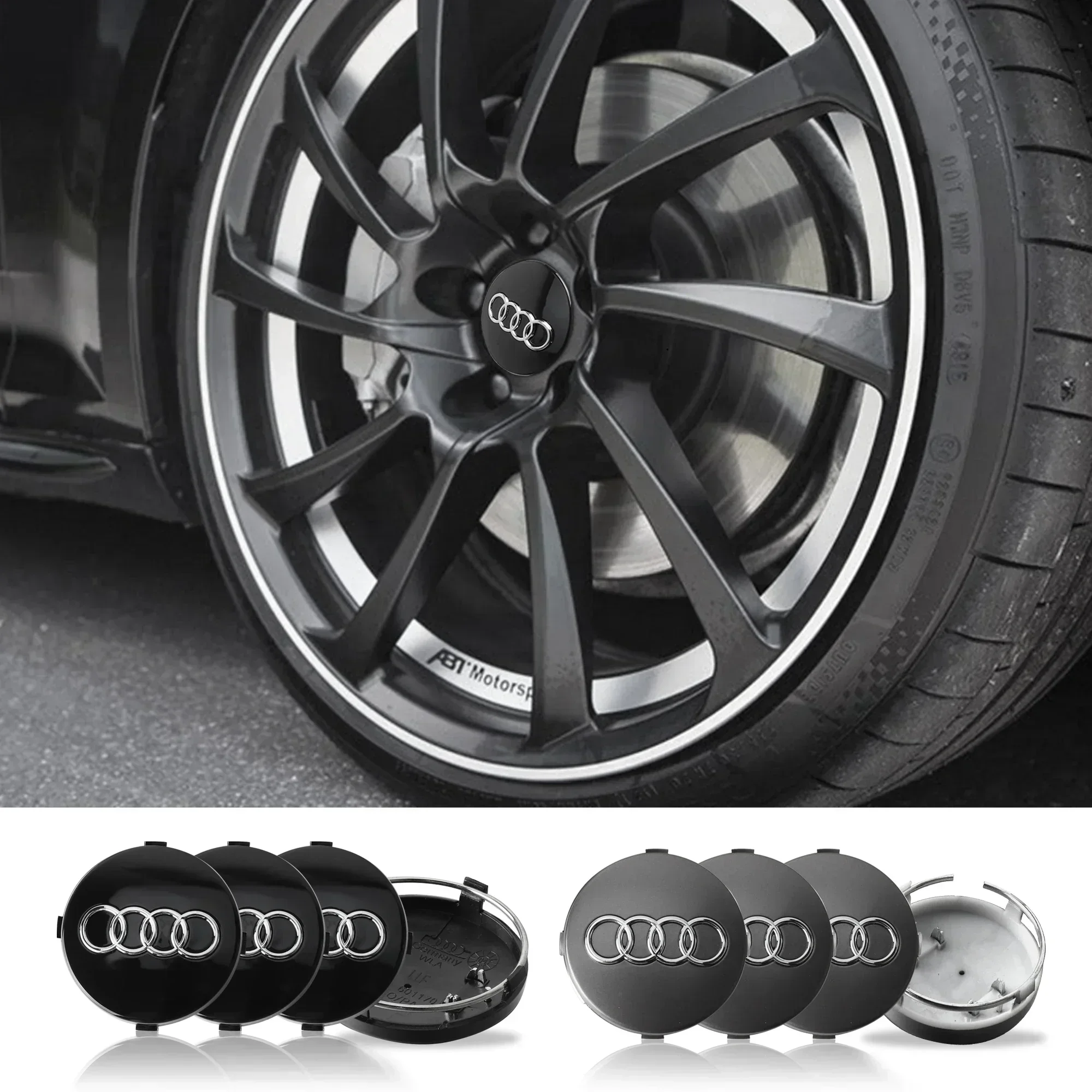 

4Pcs Car Wheel Center Cover Stickers Auto Hub Caps Accessories For Audi Sline A4 B7 B8 B9 A3 8P 8V 8L A5 A6 C6 C5 C7 A1 Q2 Q3 RS