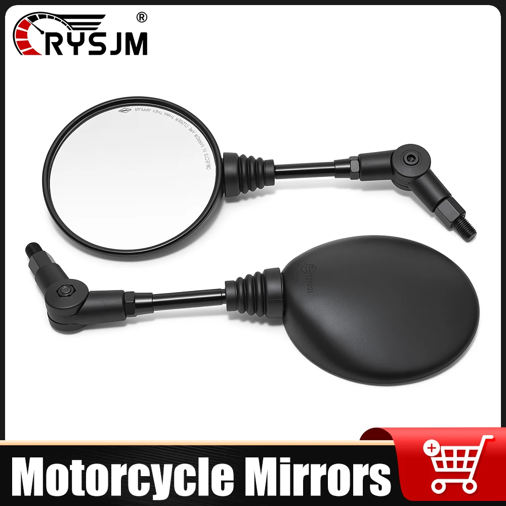 

2pcs Motorcycle Black Universal M10 Side Mirror Rearview Bike Mirror Scooter E-bike Round Mirror for Motorbike Safety Accessory