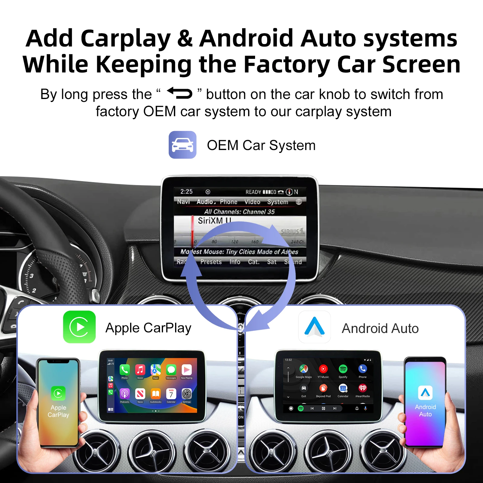Ezonetronics Wireless CarPlay Android Auto retrofit kit decoder box for Mercedes Benz NTG 4.5 5.0  System A B C E Class GLA CLA