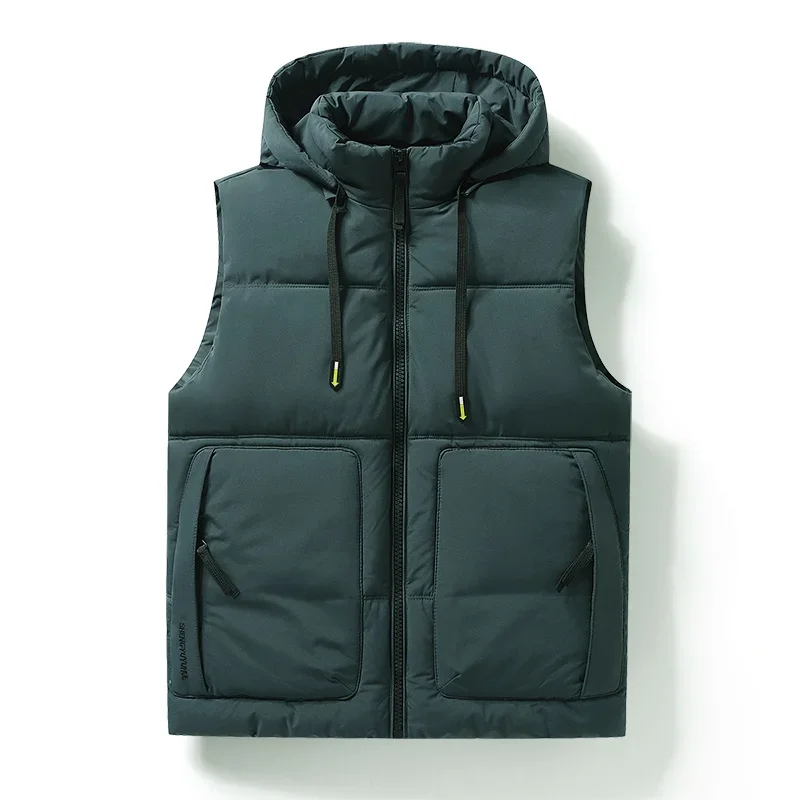 

Hooded Cotton-padded Jacket Vest Men Thick Warm Coat for Autumn and Winter New Fashion Trend Versatile Vest Sleeveless Waistcoat