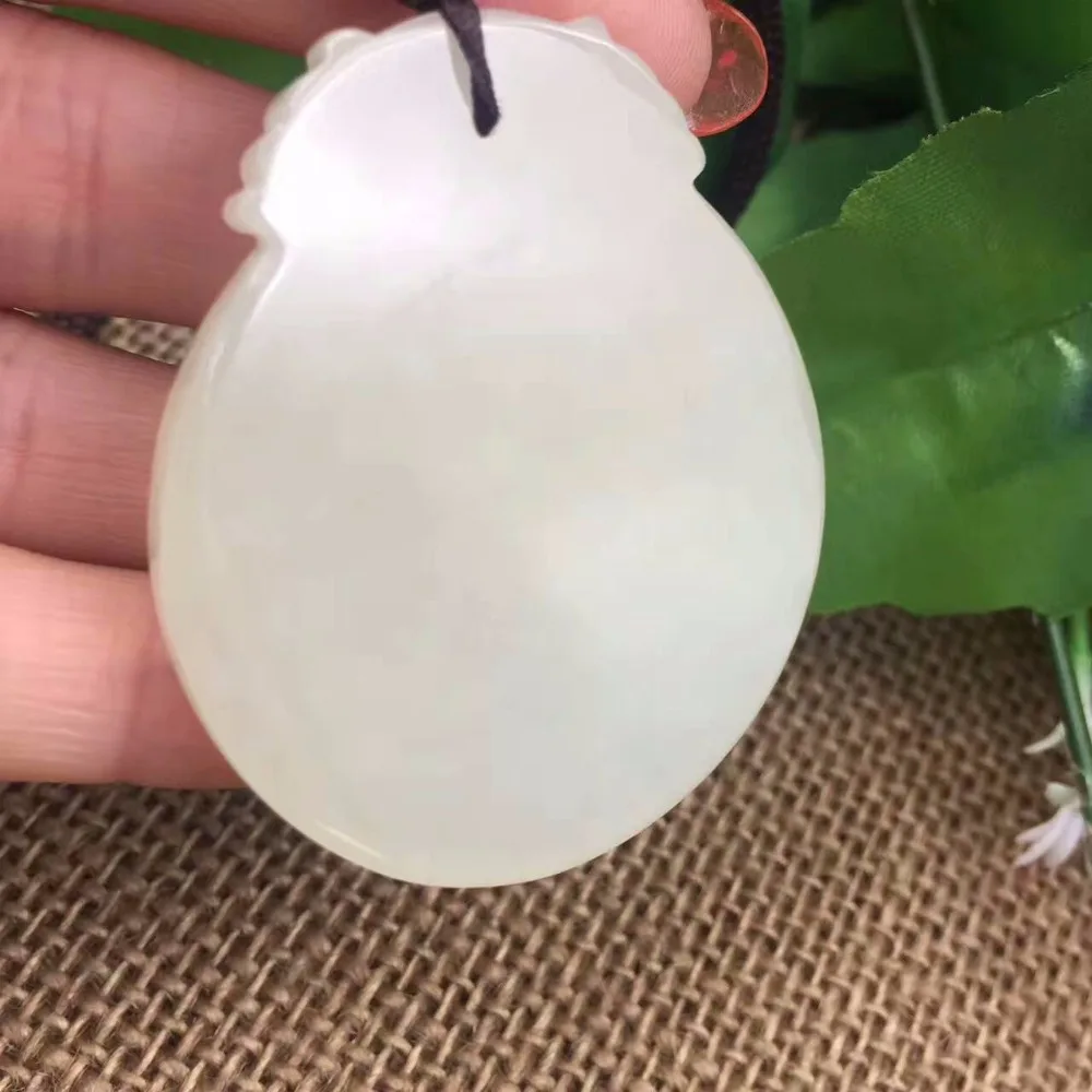 Exquisite Hetian Jade Jixiang Wishful Pendant Retro Jewelry P0075