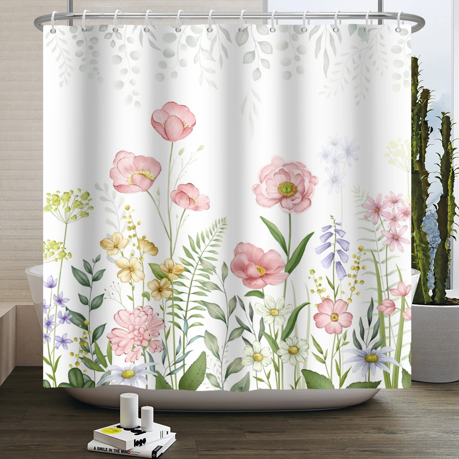 Floral Shower Curtain for Bathroom Vintage Flower Butterfly Waterproof Fabric Boho Bathtub Bathroom Curtain With Hooks 180x240