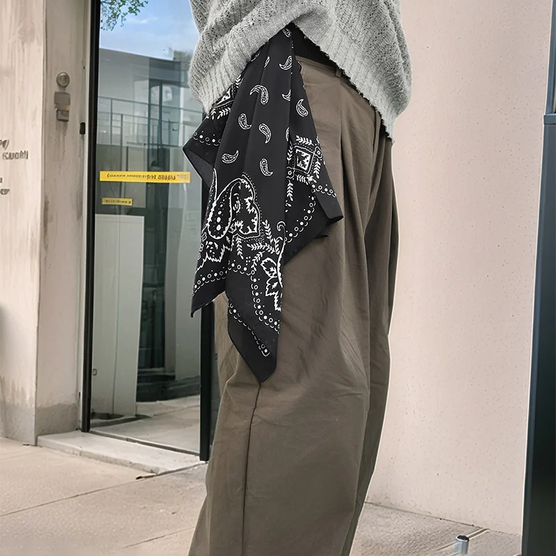 1pc 68*68cm Fashion Hip Hop Bandana Square Scarf Cowboy Cashew Black Paisley Headband Print For Women/Men/Boys/Girls image 3