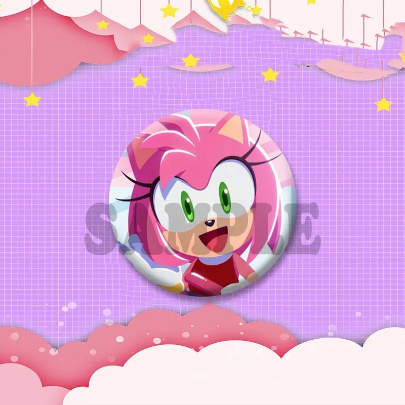 Niedliche Anime-Spielcharakter Amy Rose Brosche Cartoon Rollenspiel-Abzeichen Schmuck Emaille-Pins für Rucksack Kleidung Geschenke für Freunde – Detail 12