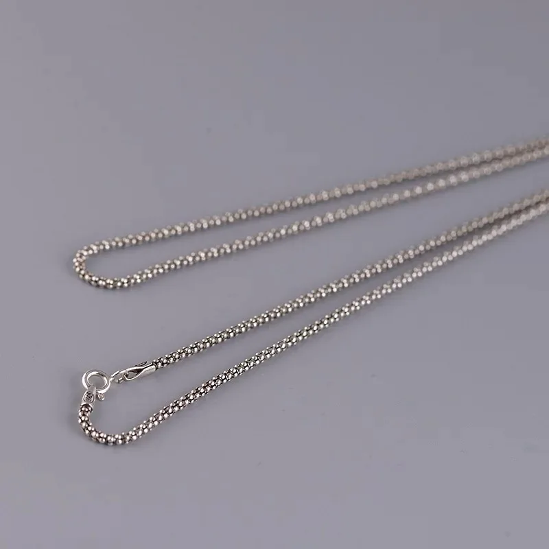Real 925 Sterling Silver Necklace For Men Women Vintage Handmade Popcorn Chain Jewelry Pure Silver Choker Link 24inch 26inch