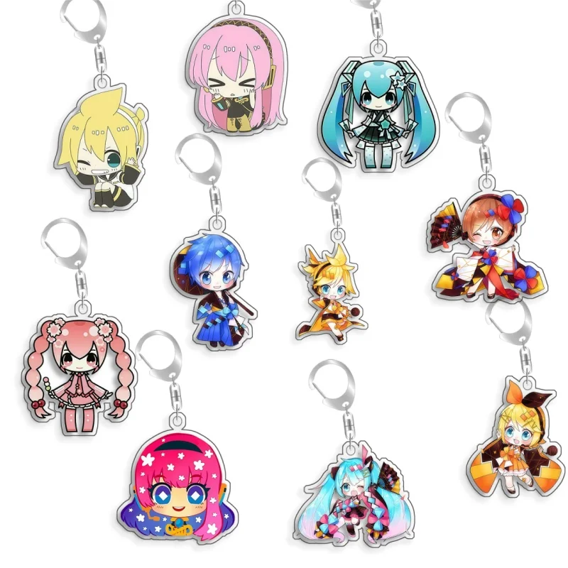 Llavero Acrílico Hecho a Mano de Hatsune Miku, Megurine Luka, Kagamine Rin, Bonito Colgante para Mochila, Regalo para Fans del Juego, Adornos de 5cm