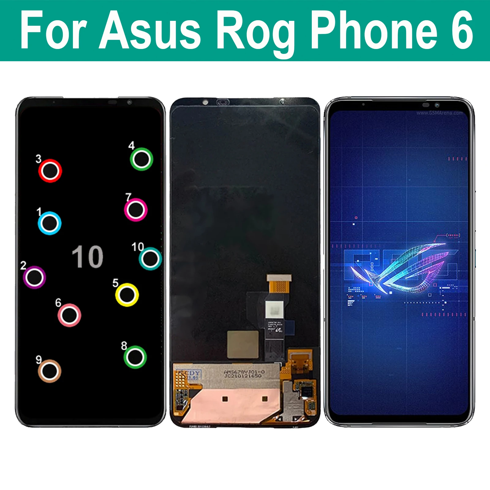 

AMOLED For Asus ROG Phone 6 Pro LCD Display AI2201_D AI2201_C AI2201_F Touch Screen Digitizer Assembly