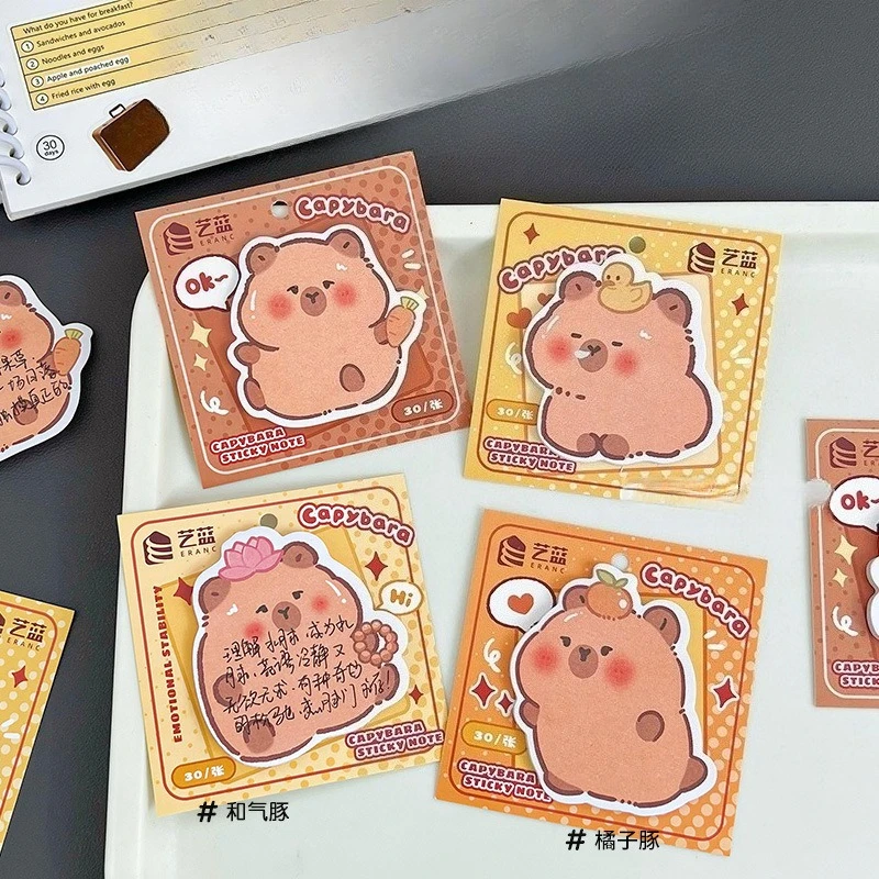 

Подарочные липкие заметки, милые наклейки с капибарой N раз для студентов с милыми блокнотами, которые можно наклеивать, канцелярские принадлежности Kawai