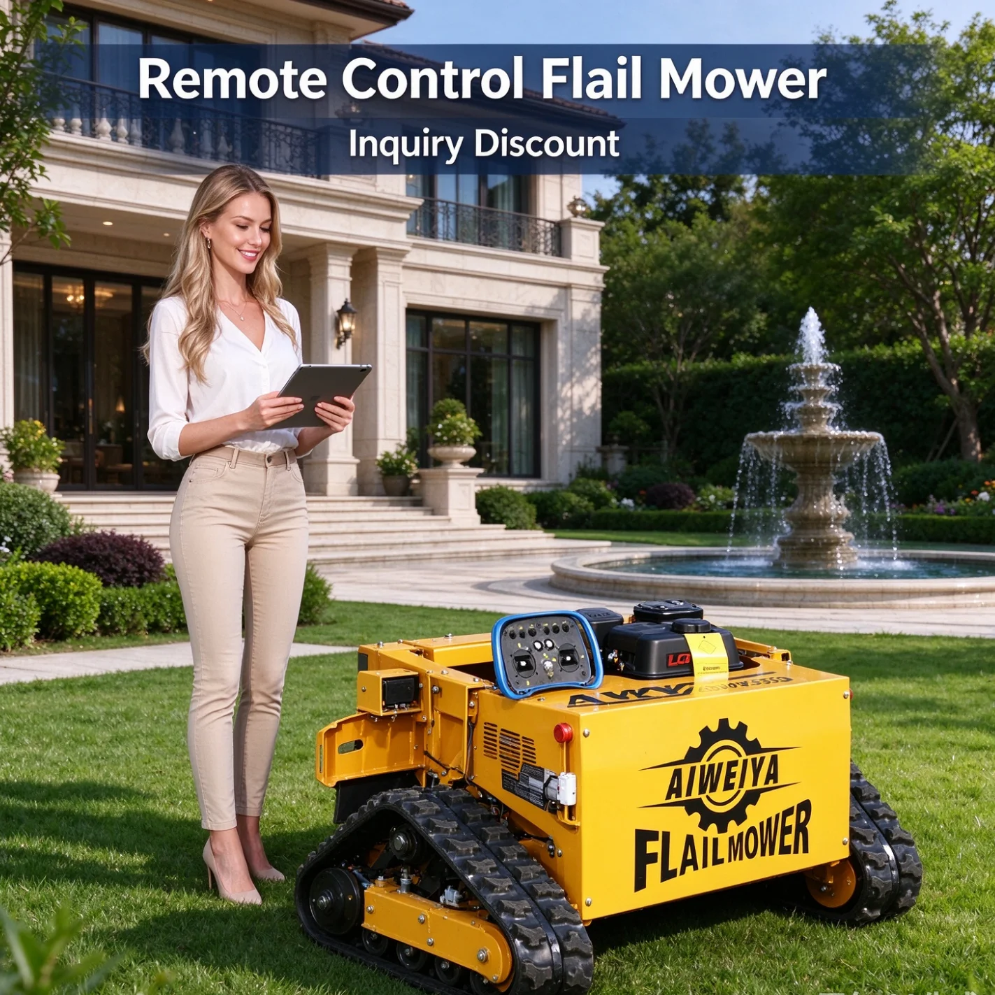 Customized Remote Control Flail Mower for riverbank slope protection, ditch side slope weed trimming and overgrown grass removal