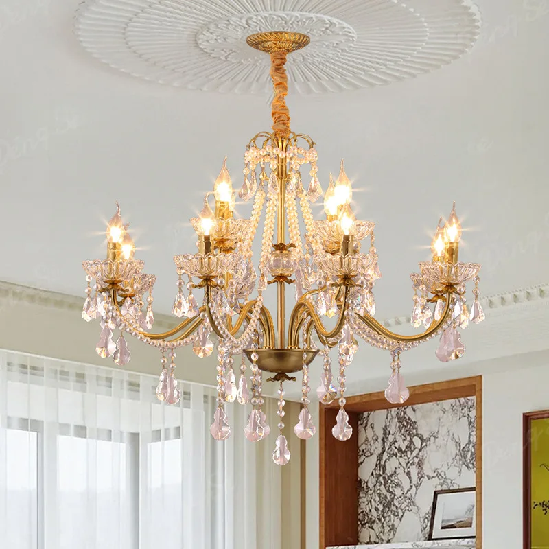 

Американская хрустальная люстра: роскошная, атмосферная, креативная, для виллы, спальни, гостиной, основной светильник, французский дизайн