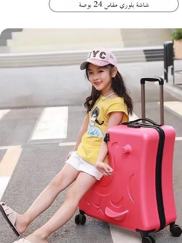 

Children's Lage Multifunctional Rideable Suitcase Faionable Trendy Wheels Abs Pc Material ex Zipper Closure Handbag
