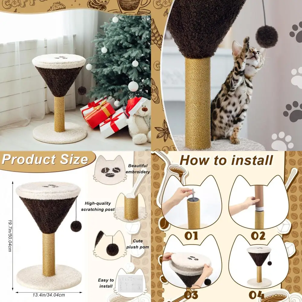 

Sosation i Cat Scratcher 19.7" H Cat Scratching Post Scratcher with Dangling Ball or Indoor Cats Scratching Post or Kittens and