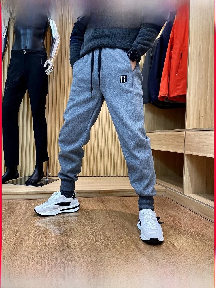 

Spring 2024 Men's Casual Trousers Breathable Elastic Waist Sports Pants Loose Fit Straight Leg Long Pants Youth Faion