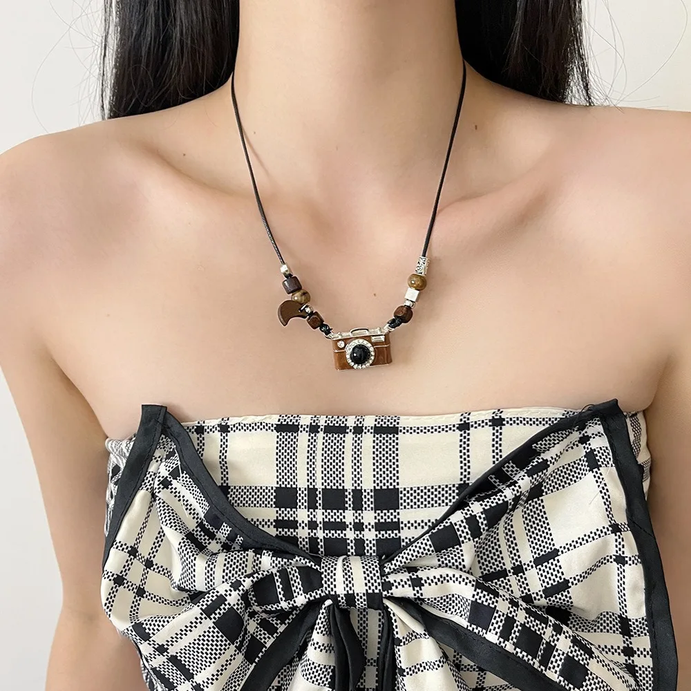 الأزياء الحلو بارد كاميرا قلادة قلادة التوابل فتاة حبل طويل الهيب هوب الرجعية قلادة الأصالة أنيقة سترة الملحقات