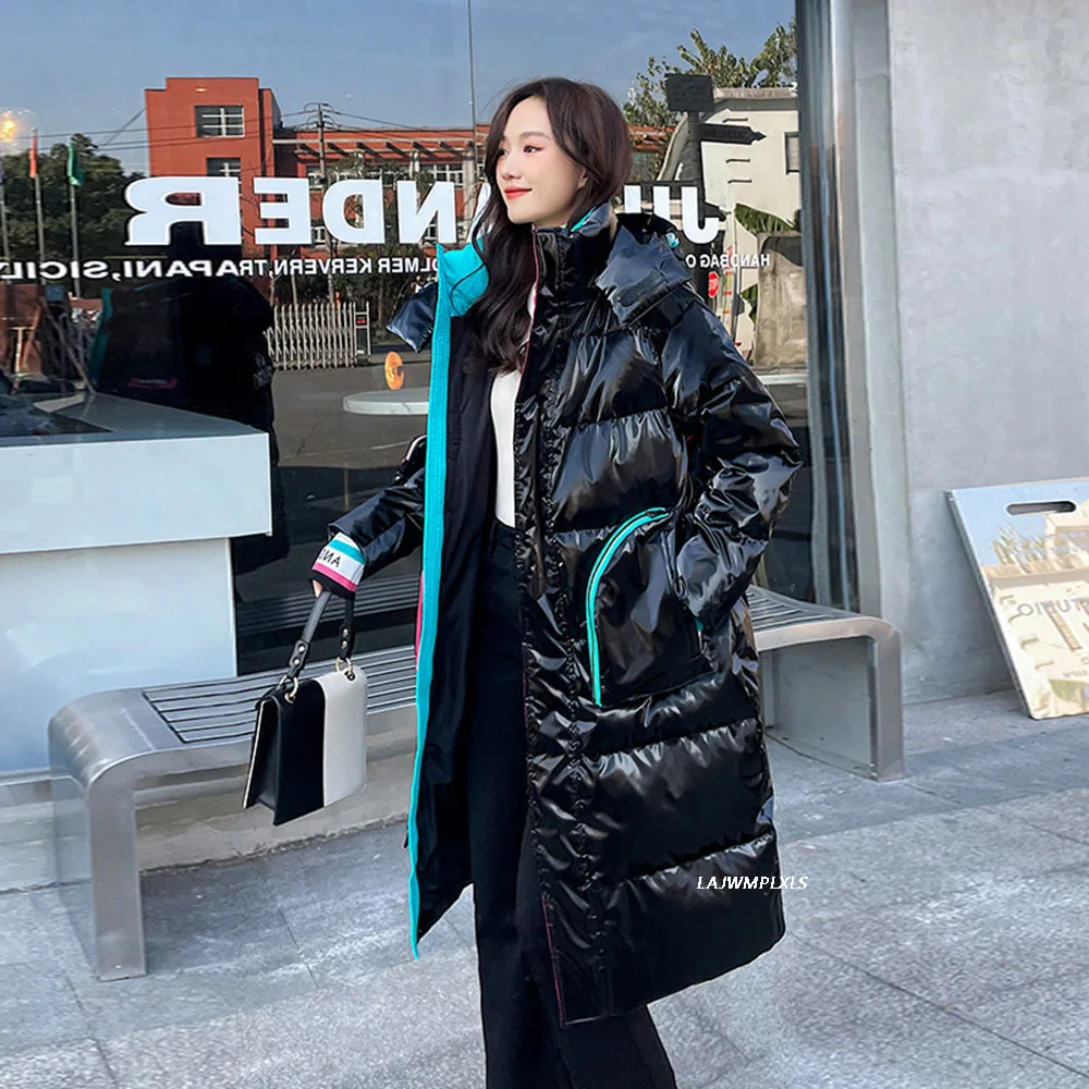 Winter New List Women Fashion Long Down Jacket Waterproof&Windproof Hooded Parkas Warm Large Down Coat  thick Free-style