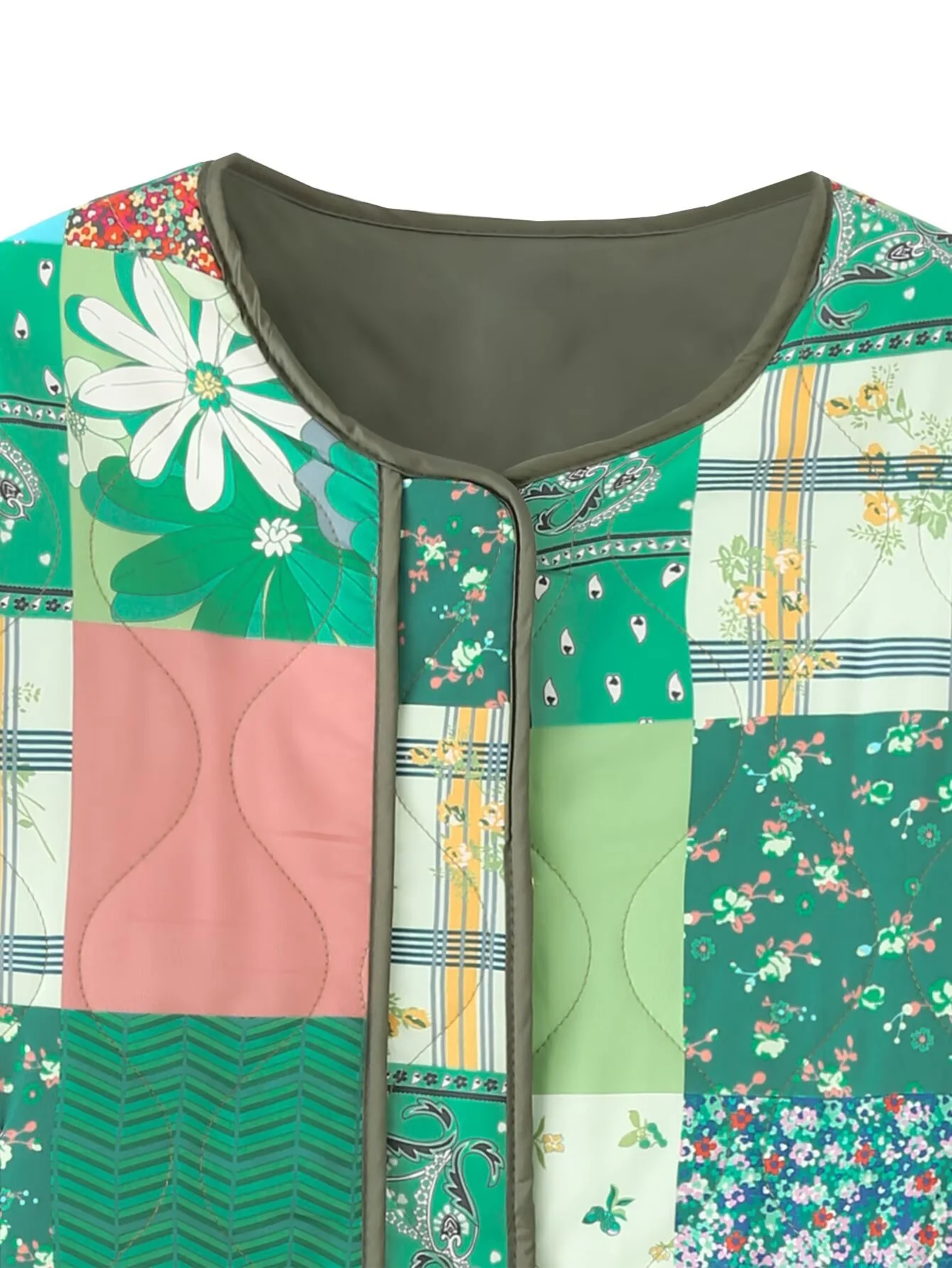 2025 Winter New Women's Casual Fashionable Elegant Versatile Design Round Neck Long Sleeve Quilted Cotton Jacket