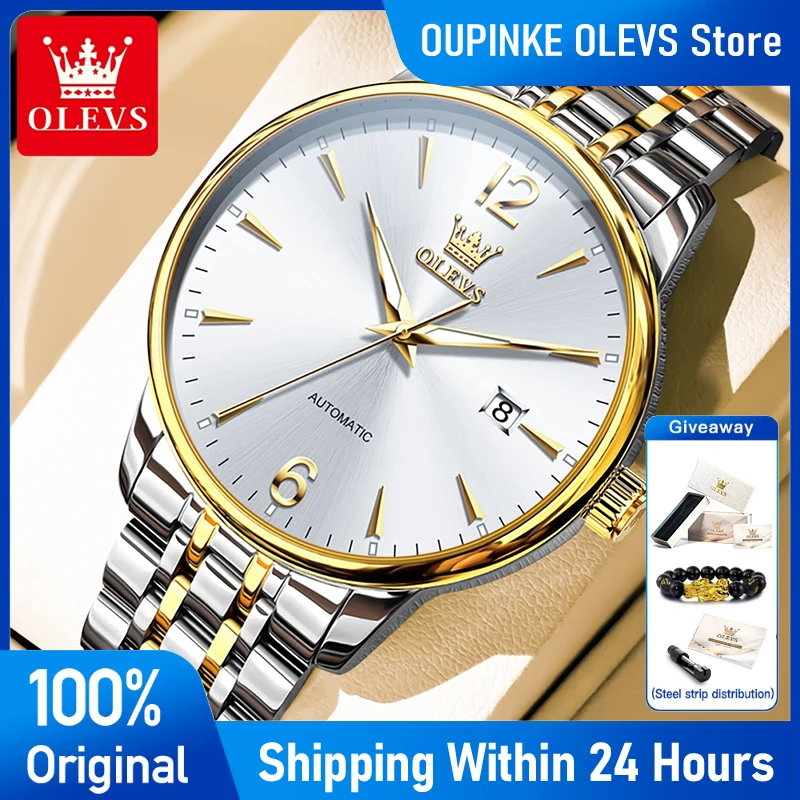 

OLEVS 6741 Mens Watch Original Automatic Mechanical Watches Stainless Steel Watches For Man Gifts High Quality Big Dial Reloj
