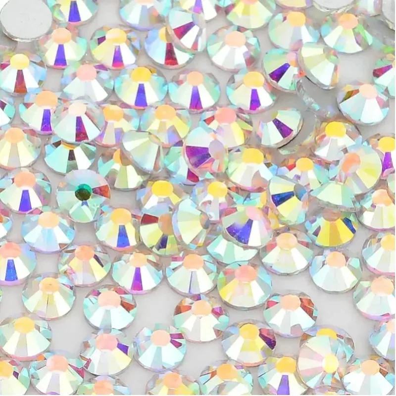 Hochwertige Kristall AB Non-Hotfix Strass-Steine, flache Glassteine zum Aufkleben, Diamantsteine für DIY-Dekoration und Zubehör
