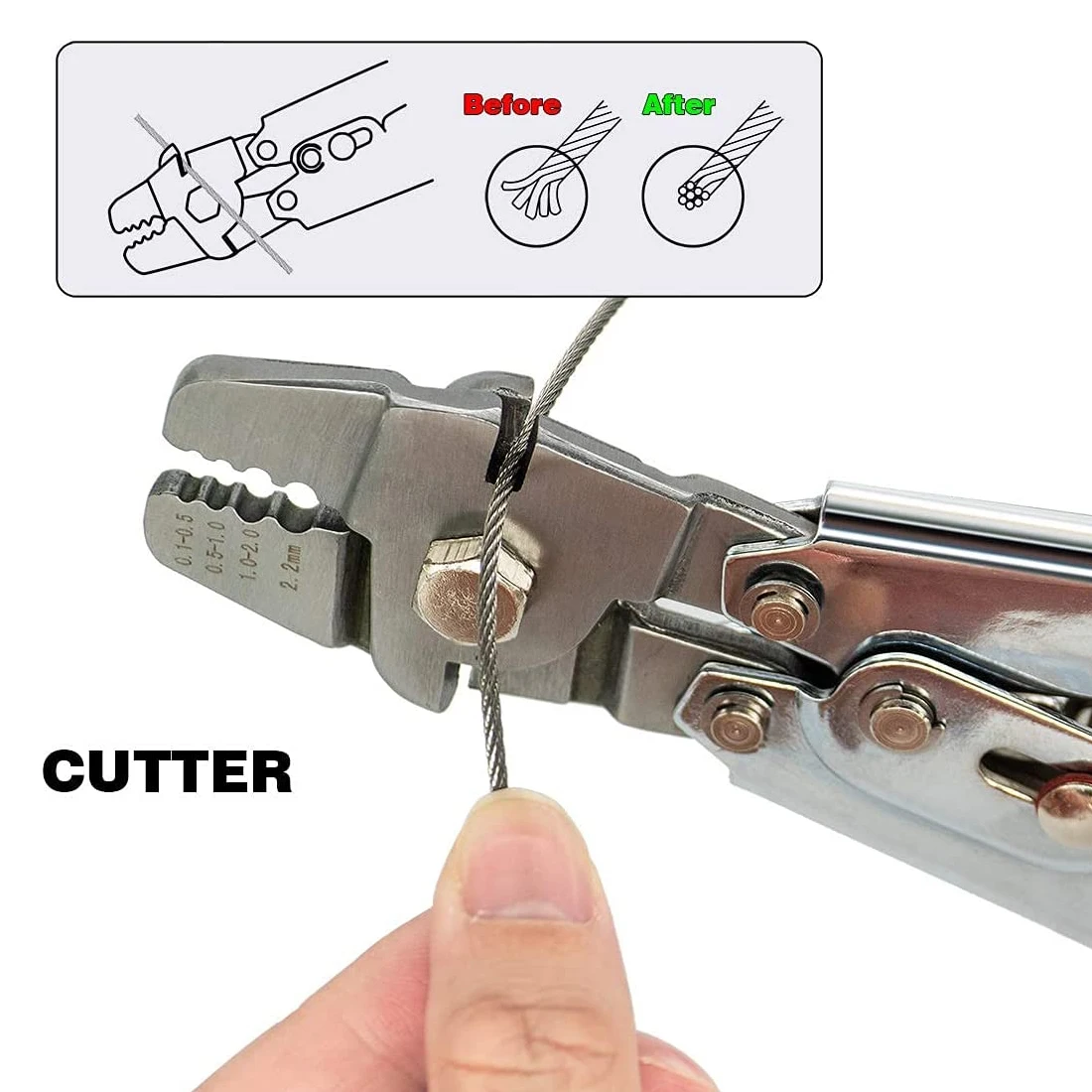 for Loop Sleeves and Swaging Crimper Tool Kit Clamp Wire Rope Crimping Pliers Aluminum Ferrules-Accommodates Cables up to 2.2mm
