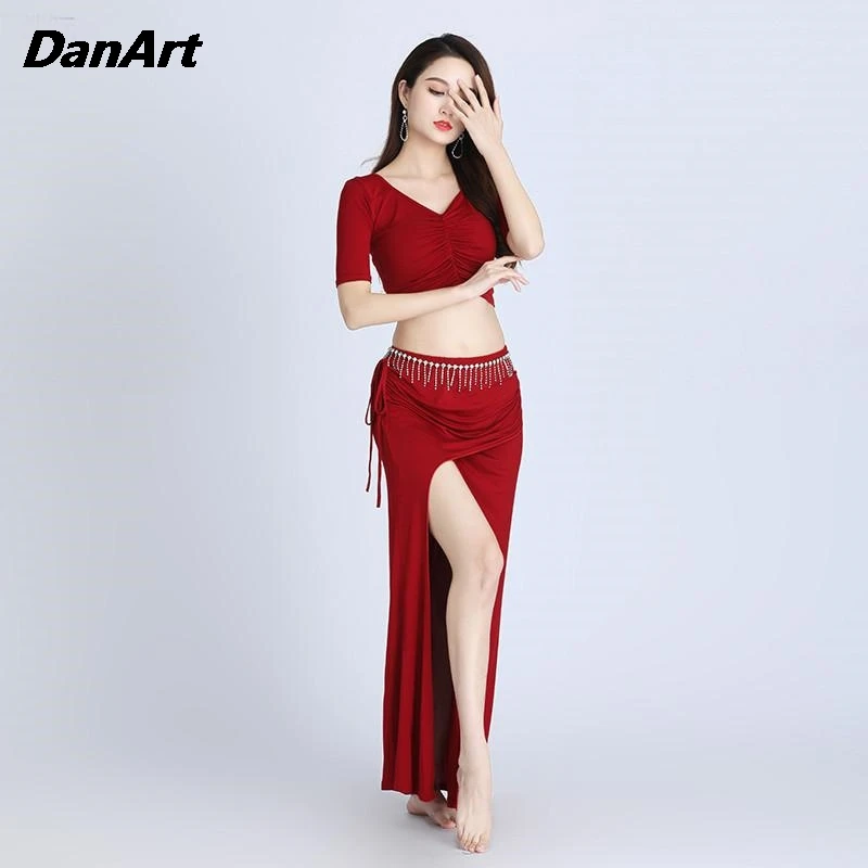 

Women's Top+Skirt Set Dance Costume New Plus Size Modal Belly Dance Practice Dance Costume Set Belly Dance Performance Skirt