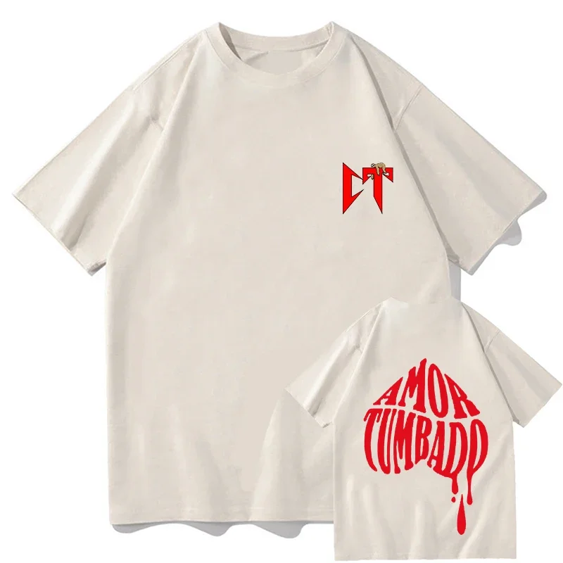 Natanael Cano Amor Tumbado Red CT Sloth Print Tshirts for Men Women Hip Hop Oversized Streetwear Korean Fashion Casual T-shirt