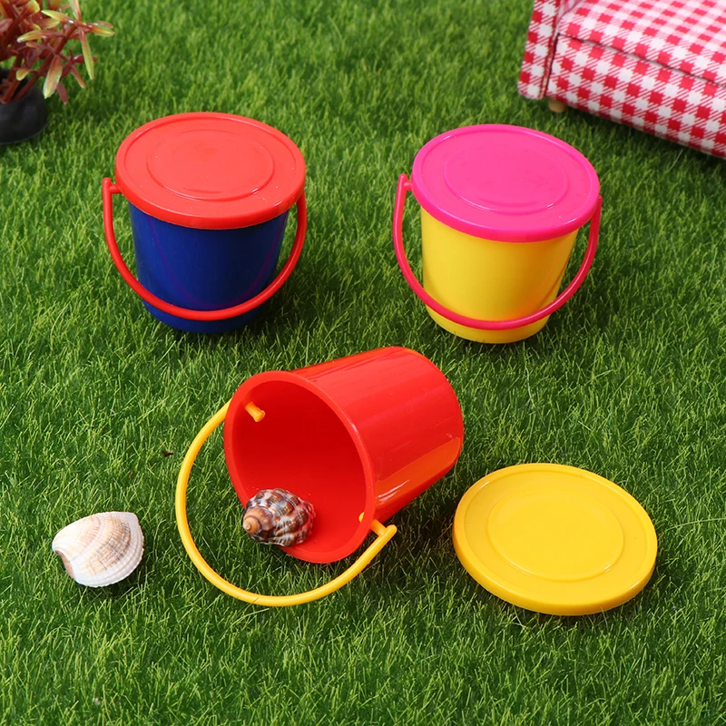 1/12 Dollhouse Mini Buckets With Cover Dollhouse Kitchen Bucket Decoration Dolls House Home Accessories