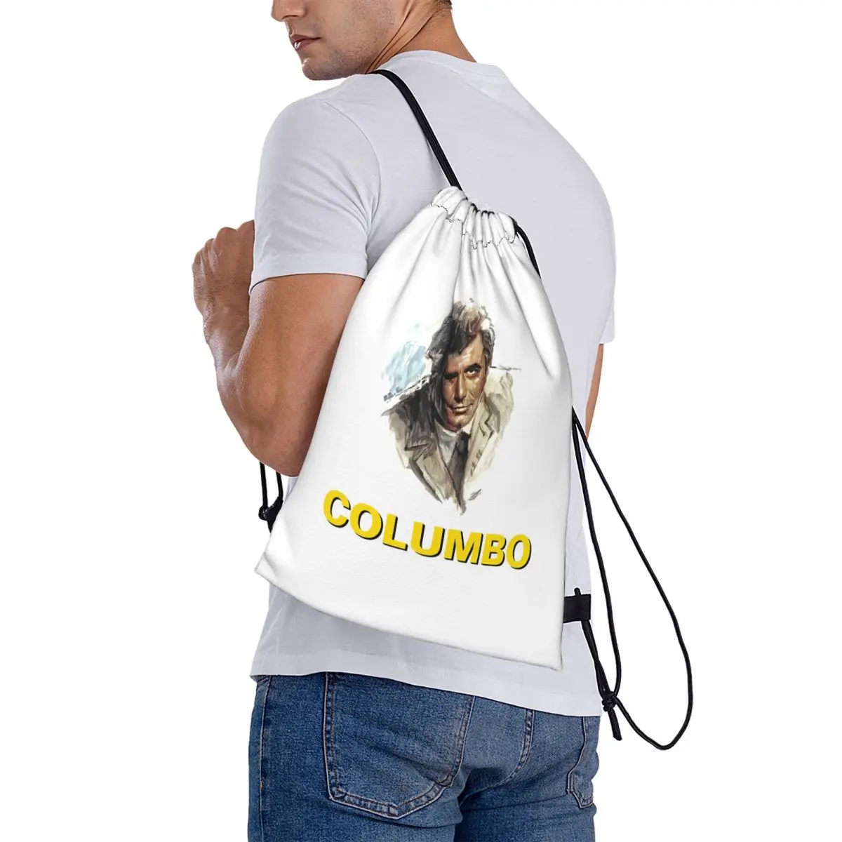 Style Columbo - Old School Backpacks Fashion Drawstring Bags Sports Bag Book Bags for Travel School