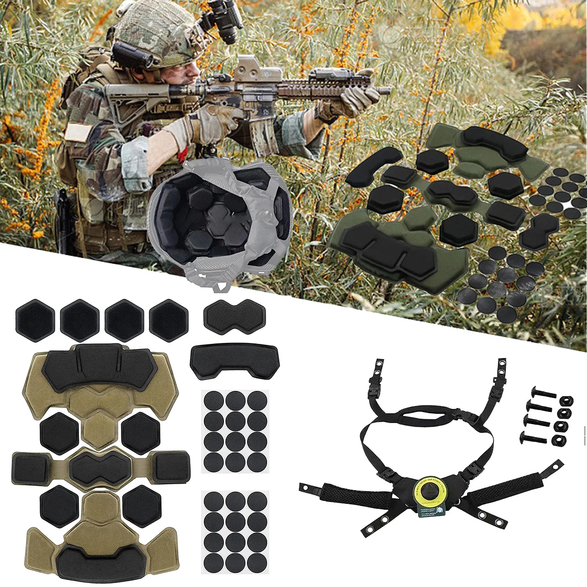 

Tactical Wendy Helmet Adjustable Suspension System Fast MICH Helmet Protective Pads Gen4 Memory Spongy Foam Pad Helmet Accessory