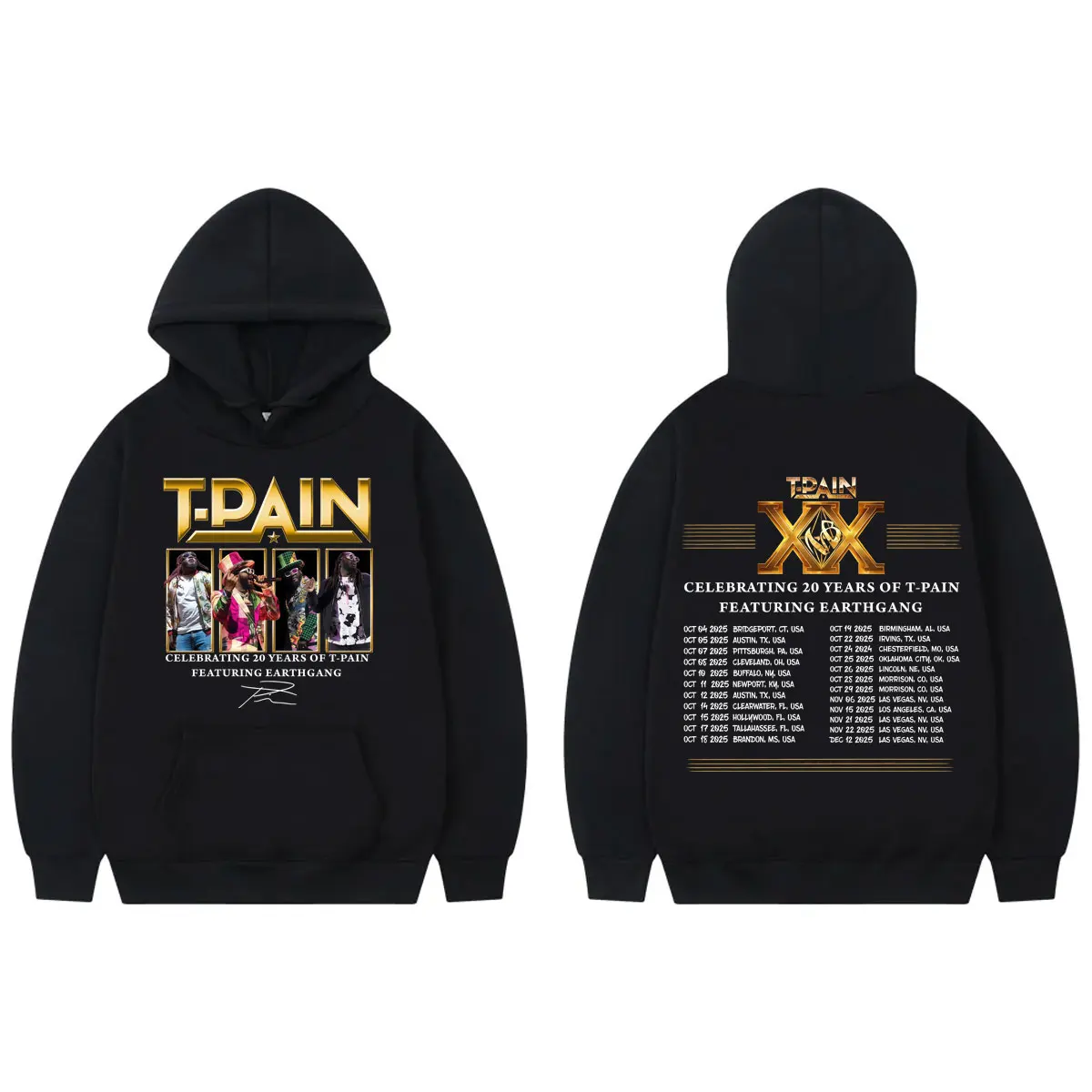 

Rapper T-Pain Tour 2025 Double Sided Print Hoodies Men Women Clothing Fashion Hip Hop Sweatshirts Casual Loose Fleece Pullovers
