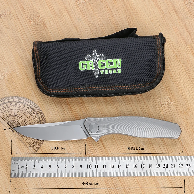 Green Thorn Bio-folding Knife Lâmina Vg10 Tc4 Titanium Handle Acampamento ao ar Livre Caça Ferramenta de Sobrevivência Edc