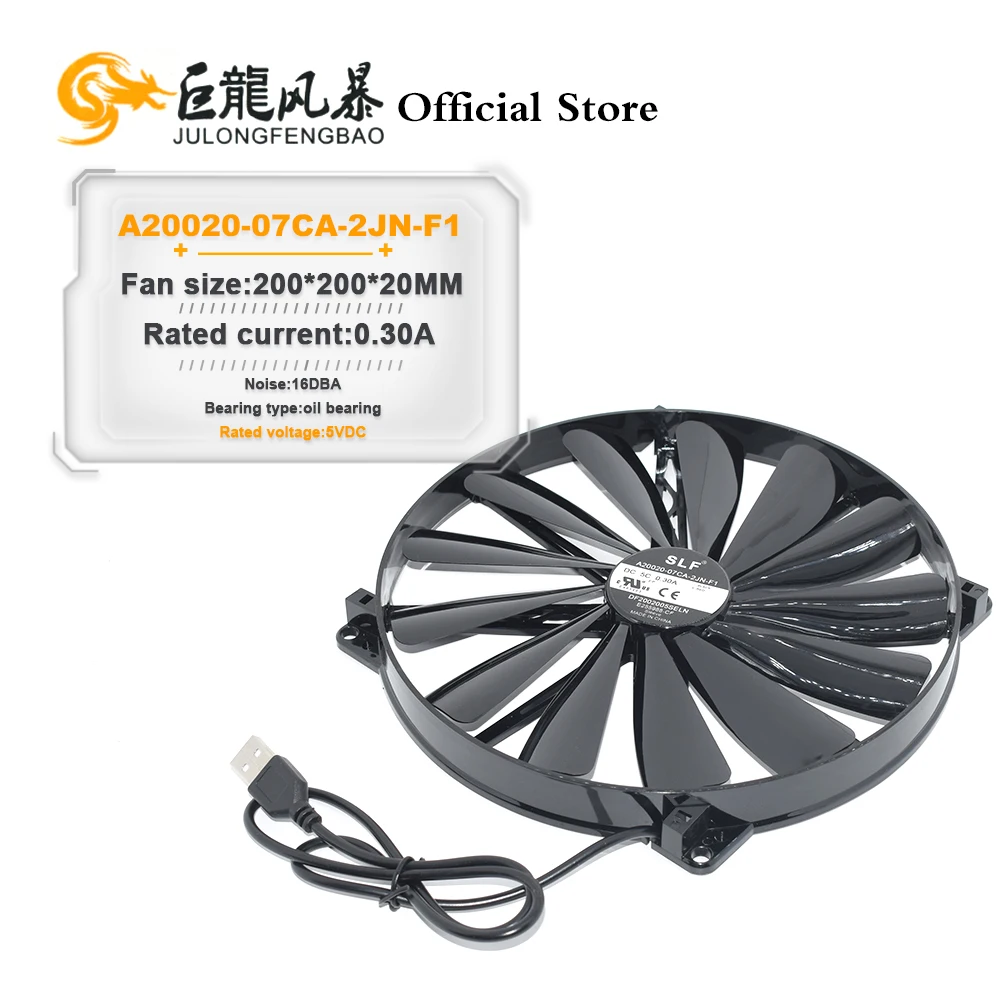 A20020-07CA-2JN-F1 DF2002005SELN New DC5V 0.30A 20cm 200*200*20MM For Master USB Notebook Base Cooling Fan