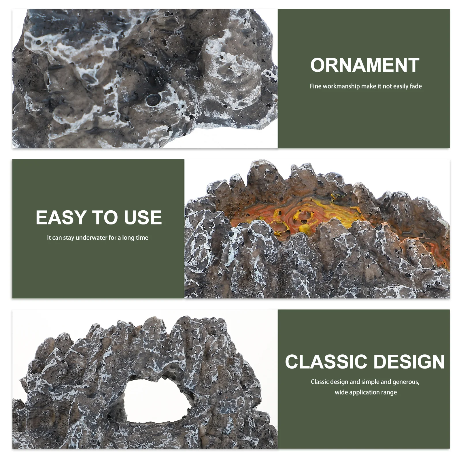 

Resin Lava Volcano Aquarium Ornament Durable Safe Fresh Salt Water Fish Tank Resin Volcano Decoration Aquarium Decor