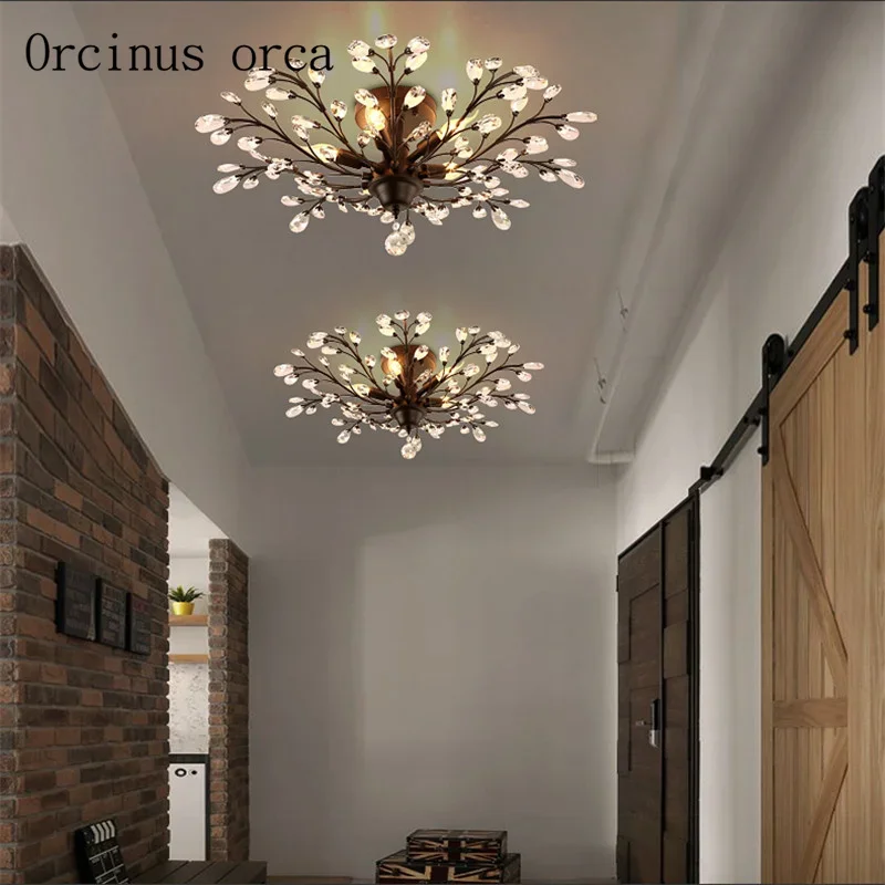 Modern Nordic K9 Crystal LED Ceiling Lights Fixture Gold Black Home Lamps for Living Room Bedroom Kitchen Bathroom