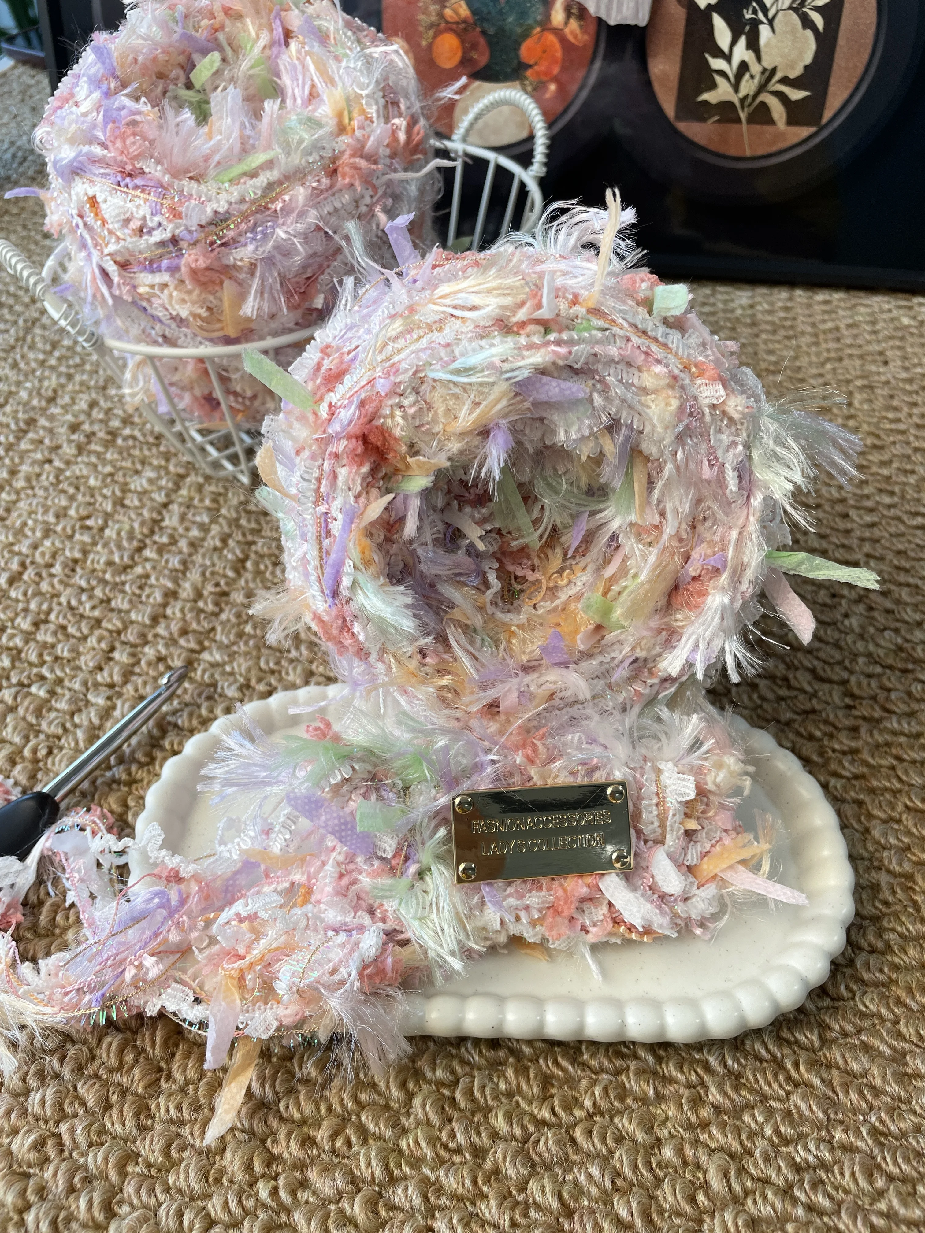 200g Featured Handmade Mixed Yarn Fancy Yarn Crochet Flower Thread DIY Hair Clip ,Bag, Handmade Artwork ,Holiday Gift view 4