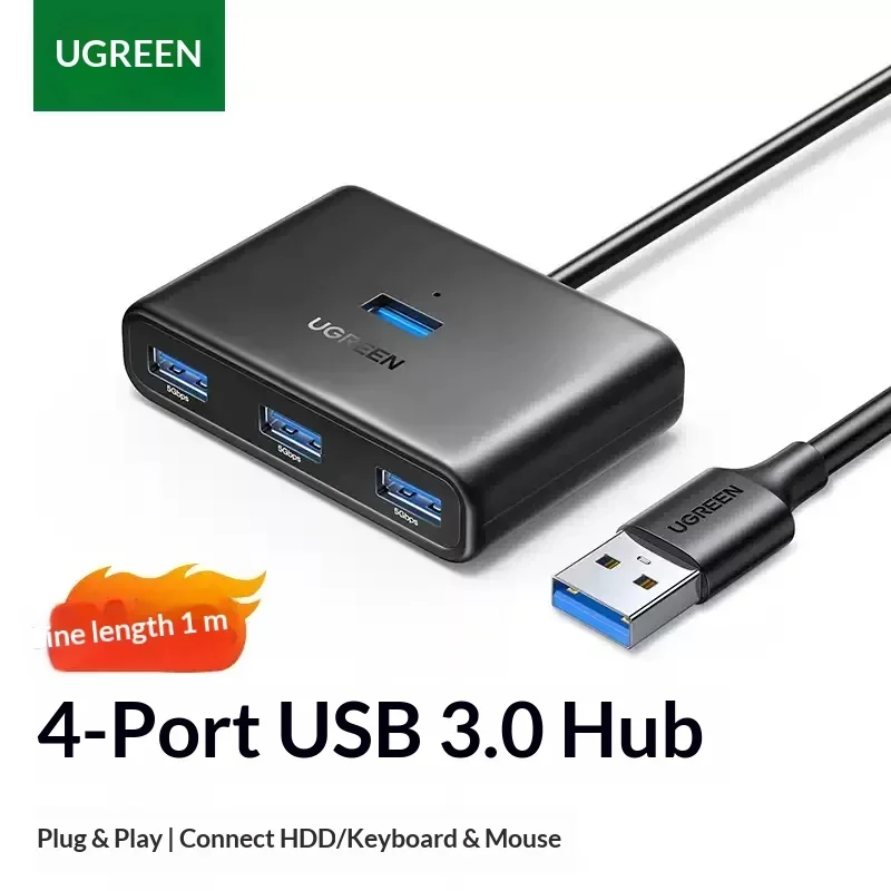UGREEN 15697 CM688 USB 3.0 Hub 1m 4-Port High-Speed Splitter Adapter for Laptop Desktop PC