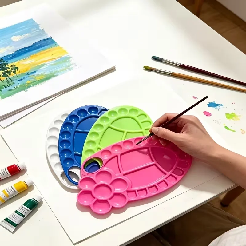 21Pcs Art Painting Kit, Watercolor & Acrylic Art Supplies Set, Large Fish Shaped Paint Palette with Color Coded Zones, Portable