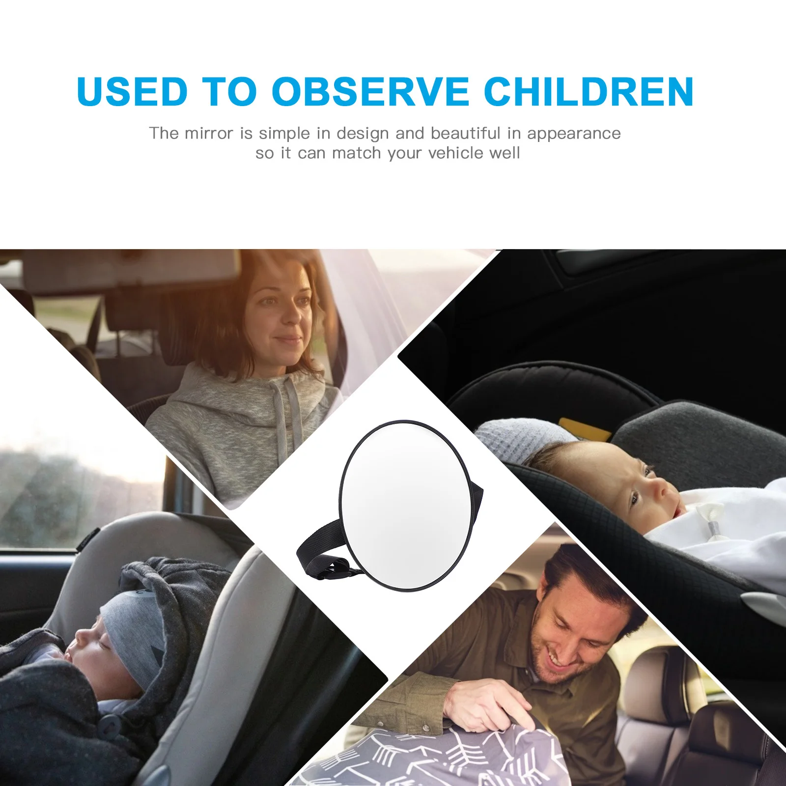 1 قطعة تصميم بسيط مظهر جميل مرآة سيارة الطفل لمراقبة المقعد الخلفي ملحقات الرؤية الخلفية المتينة مرآة الجانب الخلفي #6
