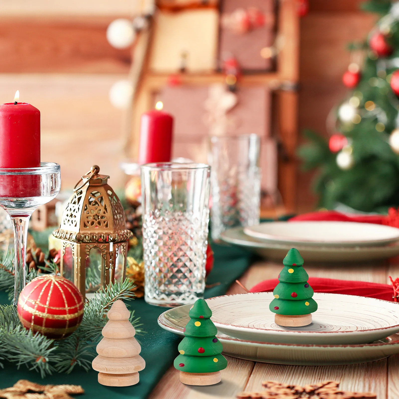 

20 Pcs Mini Christmas Tree Wooden Peg Unfinished DIY Craft Kit for Kids Adults Home Decoration Handmade Ornament Gift