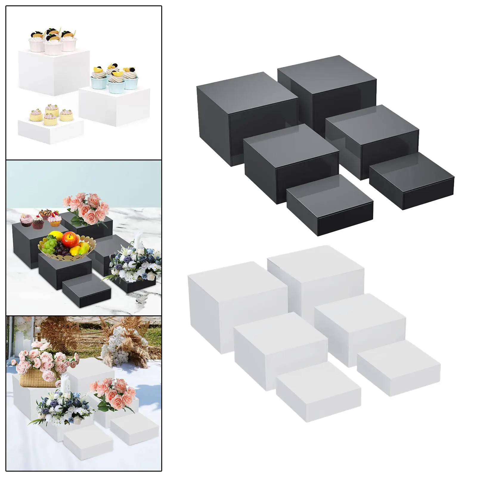 6 Pieces Acrylic Display Stands Cube Display Nesting Buffet Risers for Dessert Cake Flower Arrangements Catering Action Figures