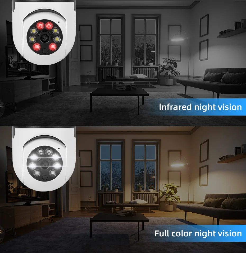 YOOSEE Wifi Bulb Camera 4MP Wifi PTZ Colorful Night Vision Two Way Audio Baby Monitor Auto Tracking Home Security CCTV Camera