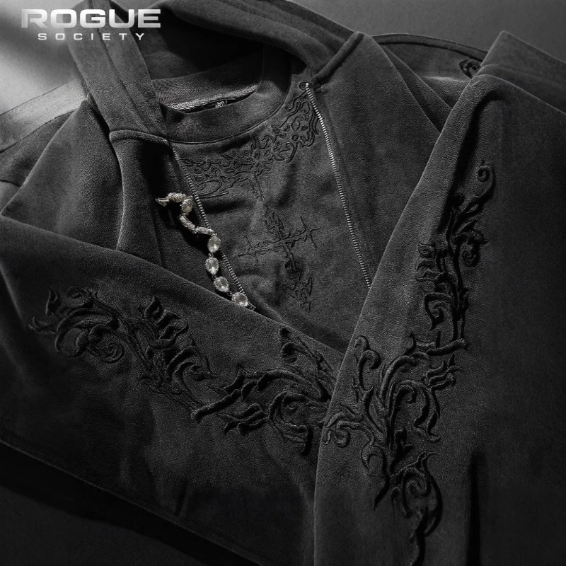

Y2K Summer New Streetwear Gothic Embroidery Hoodie Men Zip Up Loose Hip Hop Casual Darkcore Grunge Harajuku Sweatshirt Unisex