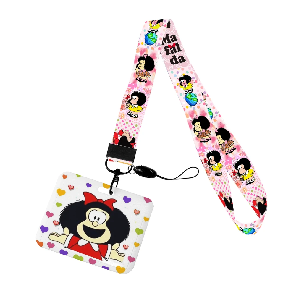 Cartoon schattig meisje horizontale ID creditcard cover bus kaarthouder charme badge houder gepersonaliseerde cadeau lanyards