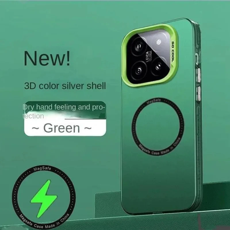 Para xiaomi 14t pro caso colorido acrílico magnético pele-amigável capa para xiaomi 14t pro à prova de choque pára-choques funda