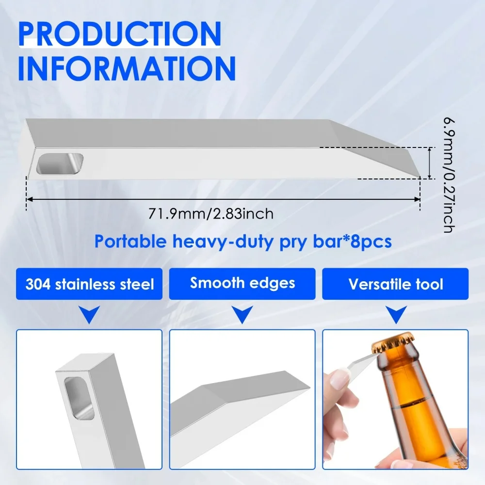 Multi-funcional pé de cabra chaveiro pingente de aço inoxidável barra de alavanca raspador abridor de garrafa barra de alavanca para diy casa atividades ao ar livre