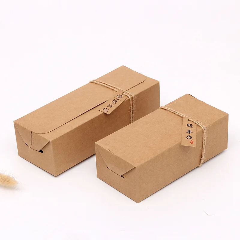 Kraft Paper Gift Box Rectangular Paper Packaging Box For Tea Dried Fruit Nut Pastry Nougat Candy Snack Handmade Baking Storage