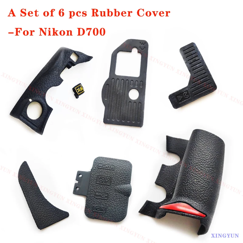 NEW Side skin Front Hand Grip Bottom Thumb Rubber Cover USB with Adhesive Tape For Nikon D700 Camera Repair Part -A Set of 6 pcs