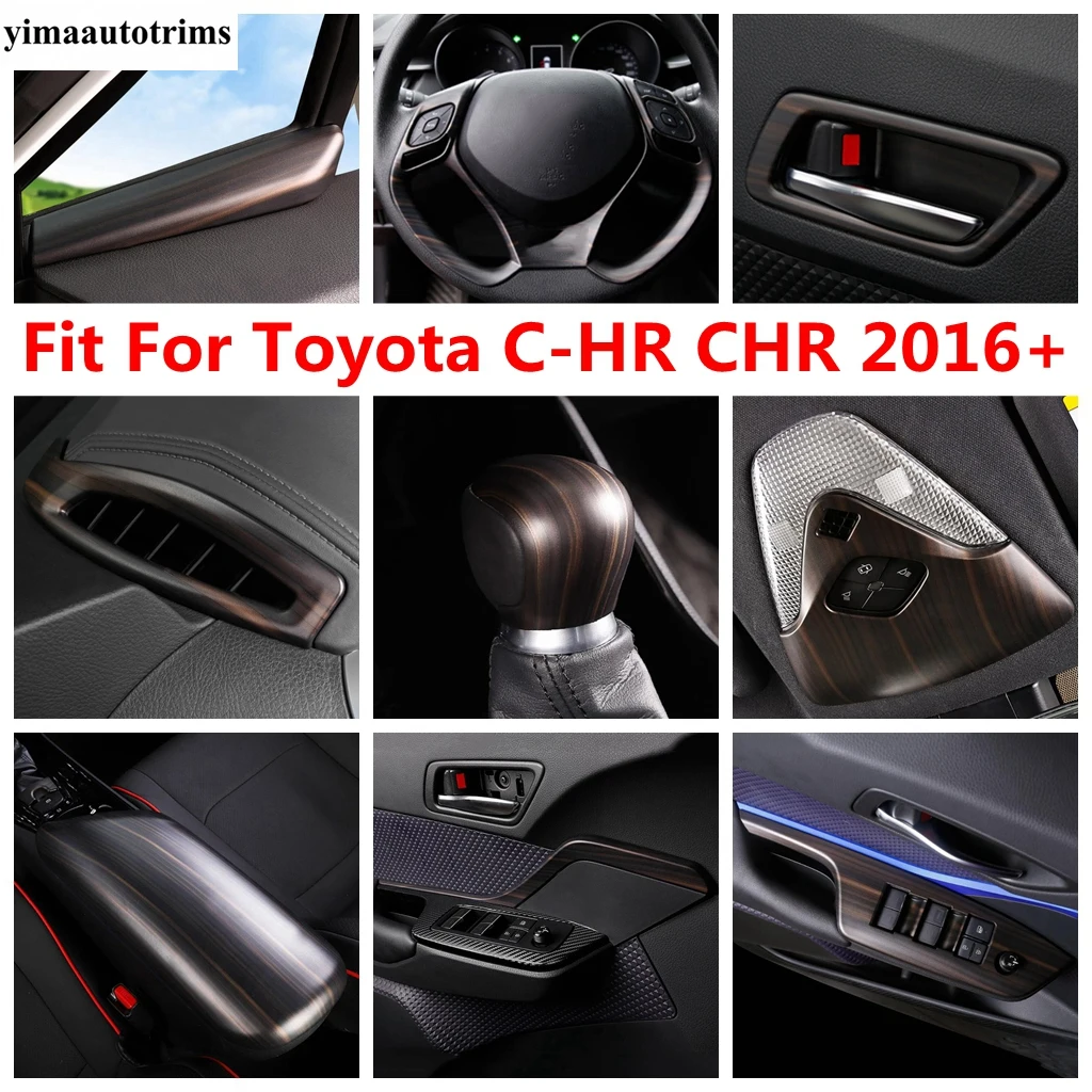 

Wheel Gear Head Handle Bowl Air AC Vent Window Lift Armrest Box Cover Trim For Toyota C-HR CHR 2016 -2022 Wood Grain Accessories